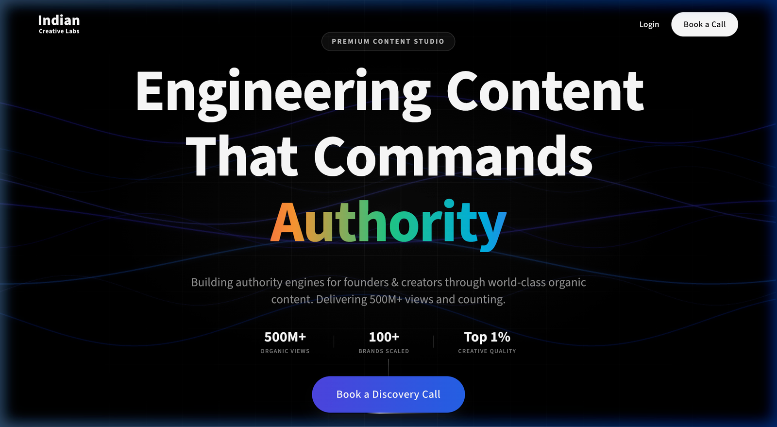 Indian Creative Labs website screenshot — Engineering Content That Commands Attention